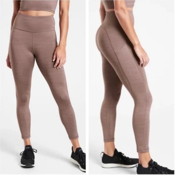 Athleta Pants - Athleta Ultimate Stash Pocket 7/8 Tight, Small EUC Smoked Almond Brown